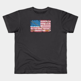 AMERICAN FLAG WITH HOCKEY STICKS Kids T-Shirt